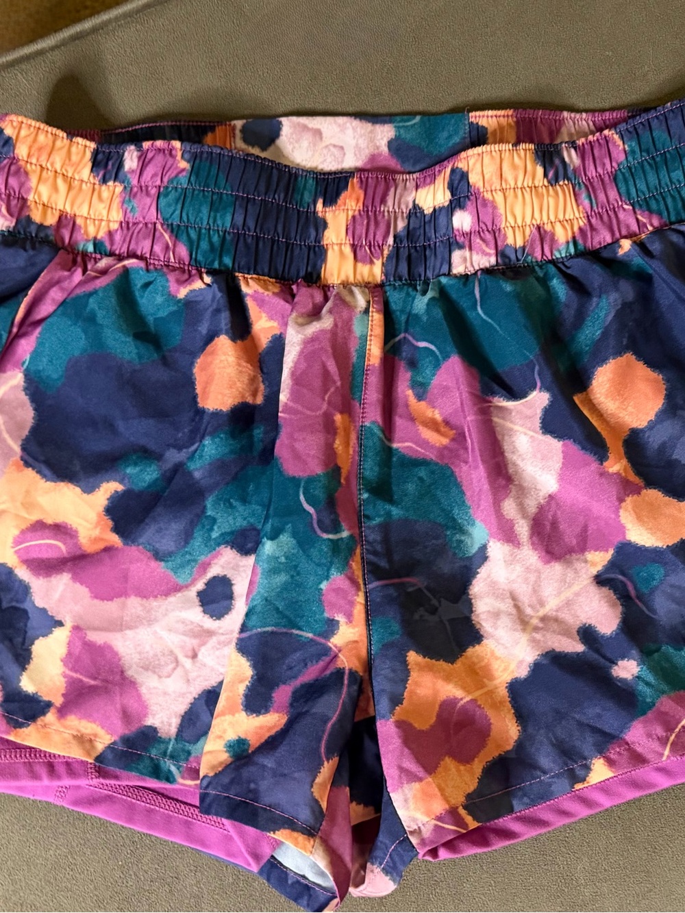 Reebok Women’s Multicolor Floral Athletic Shorts in Purple, Teal & Orange